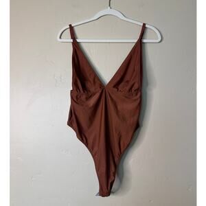 ASOS Clay Low V Neck Tank Bodysuit 14 NWOT